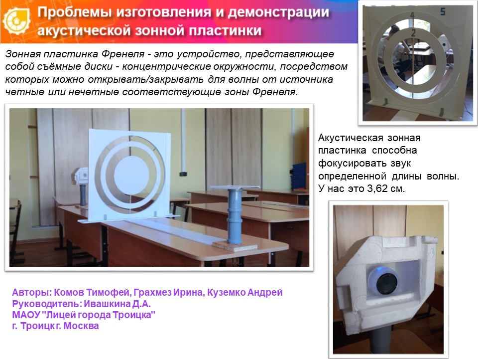 ПРОБЛЕМЫ ИЗГОТОВЛЕНИЯ И ДЕМОНСТРАЦИИ АКУСТИЧЕСКОЙ ЗОННОЙ ПЛАСТИНКИ